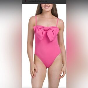 Anthropologie Hutch Pink Bow Swimsuit L